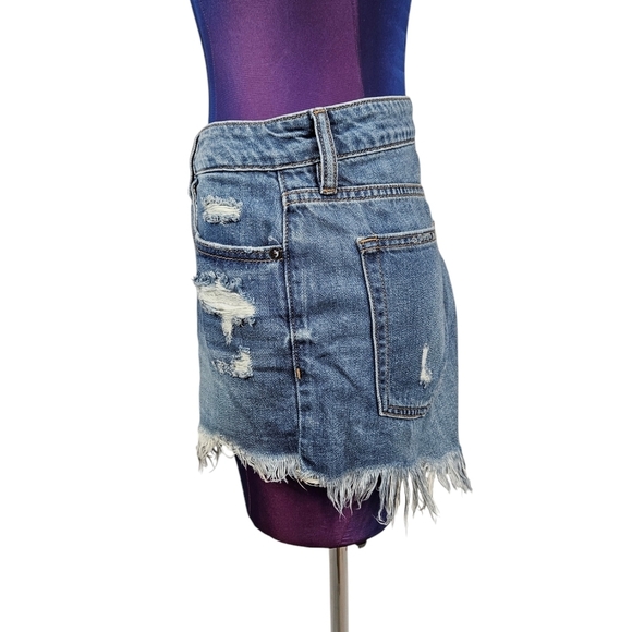 Hidden Medium Wash High Rise Fringed Distressed Jean Shorts Size Large Women K46 - Picture 5 of 11